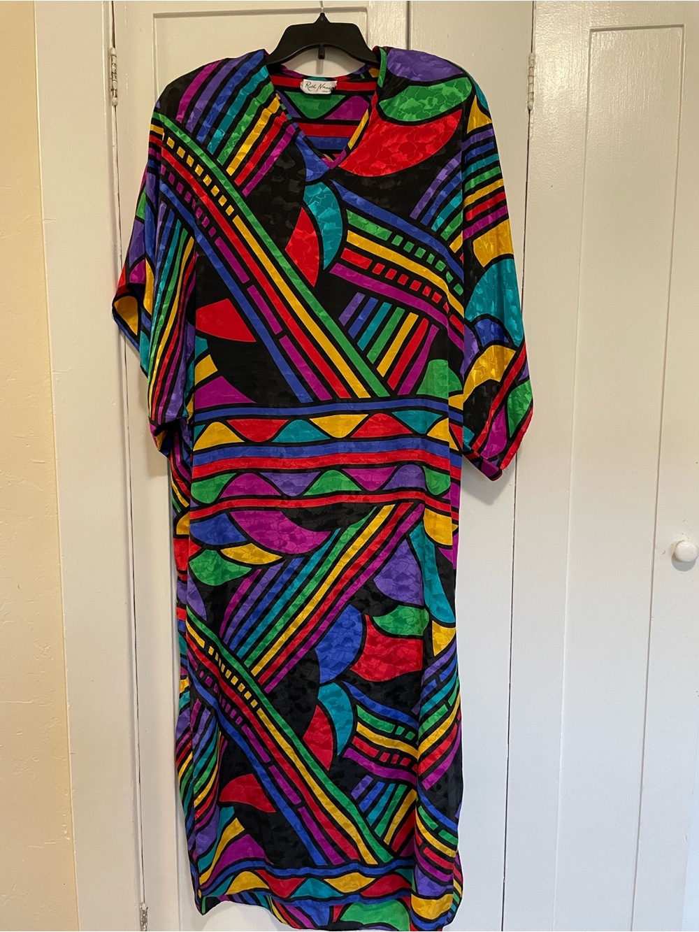 Ruth Norman vintage caftan Vibrant Abstract Midi Dress in Multicolor